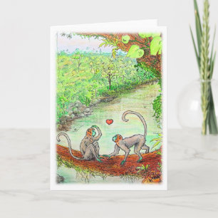 Monkey Love Carte de voeux de Valentine