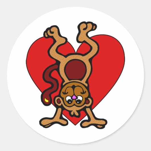 Monkey Love Ronde Sticker (Voorkant)