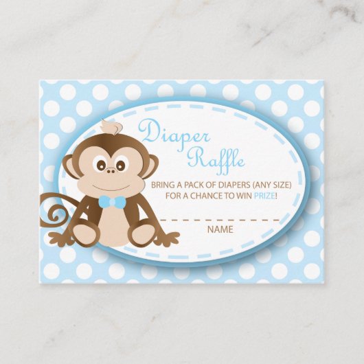Monkey Luier Raffle Tickets-Baby Boy Informatiekaartje (Voorkant)