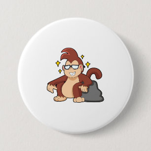 Monkey met zonnebrillen ronde button 7,6 cm