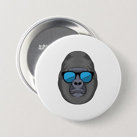 Monkey met zonnebrillen ronde button 7,6 cm (Voorkant /achterkant)