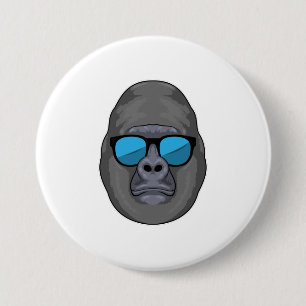 Monkey met zonnebrillen ronde button 7,6 cm
