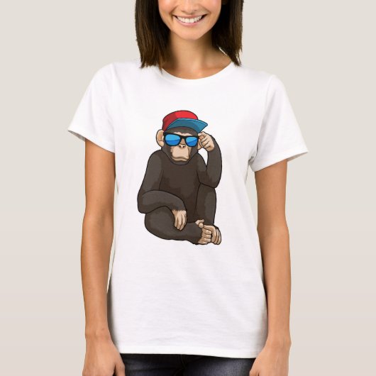Monkey met zonnebrillen t-shirt (Voorkant)
