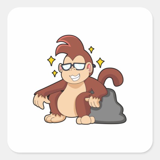 Monkey met zonnebrillen vierkante sticker (Voorkant)