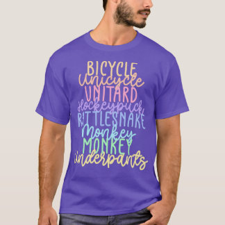 Monkey Monkey Underpants Rainbow Fan Quote Black T-shirt