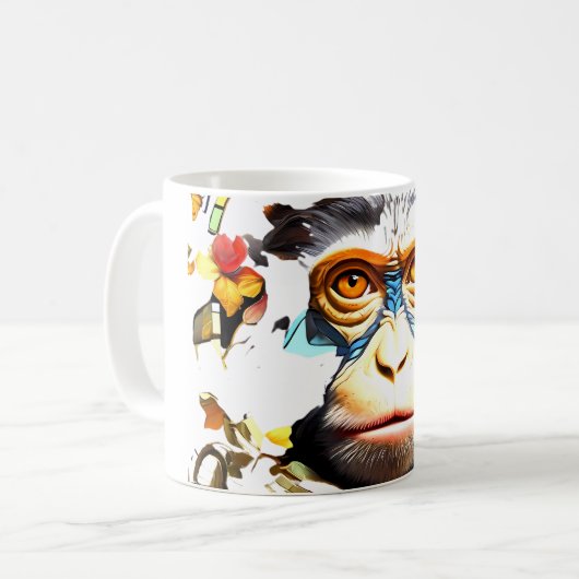 Monkey Mozaïek Fantasie Mok Ontwerp (Voorkant links)
