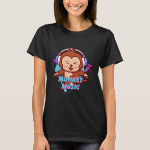 Monkey Music Vibes – Schattige DJ Hoofdtelefoon On T-shirt