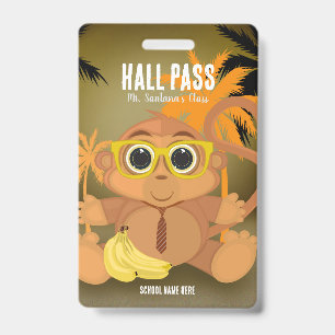 Monkey Nerd Hall Pass Badge