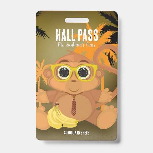 Monkey Nerd Hall Pass Badge (Voorzijde)