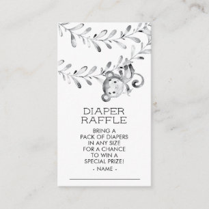 Monkey Neutral Baby shower Luier Raffle Ticket Informatiekaartje