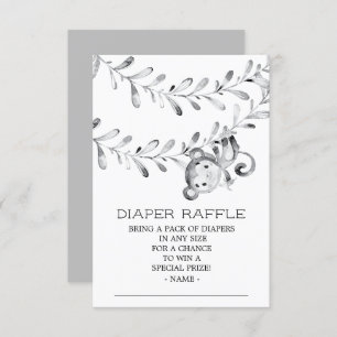 Monkey Neutral Baby shower Luier Raffle Ticket Kaart