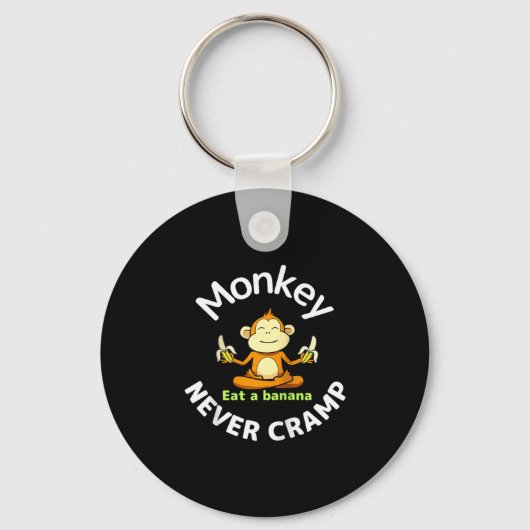 Monkey Never Cramp Eat A Banana Raglan Baseball Te Sleutelhanger (Voorkant)