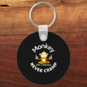 Monkey Never Cramp Eat A Banana Raglan Baseball Te Sleutelhanger (Voorkant)