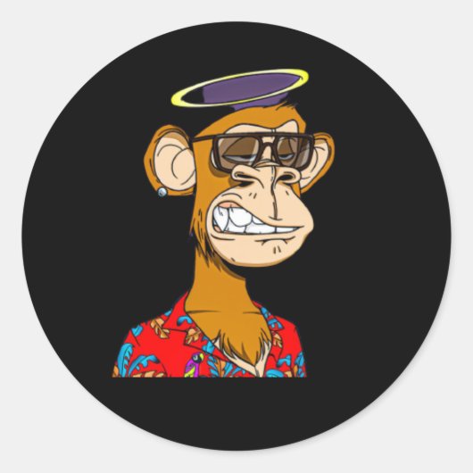 Monkey NFT Ronde Sticker (Voorkant)