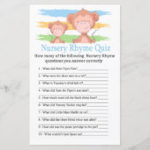 Monkey Nursery Rhyme Quiz baby shower game (Voorkant)