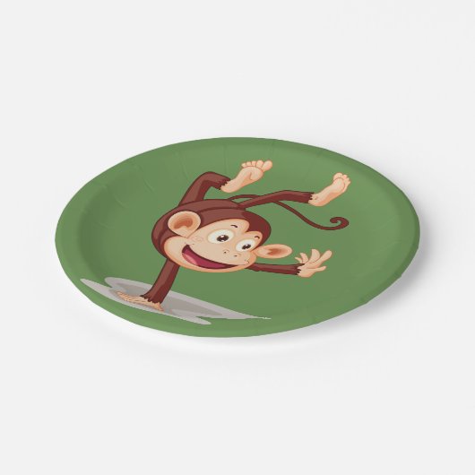 Monkey op één hand papier Borden Papieren Bordje (Gekanteld)