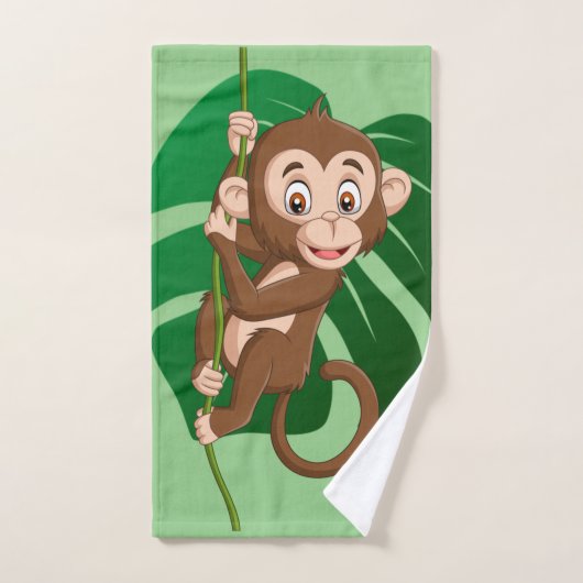 Monkey op een wijnhanddoekset bad handdoek (Handdoek)