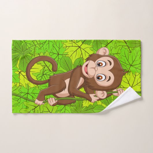 Monkey op een wijnhanddoekset bad handdoek (Handdoek)