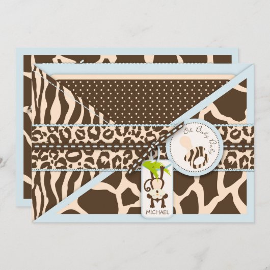 Monkey Pacifier Safari Oerwoud Baby shower Kaart (Voorkant / Achterkant)