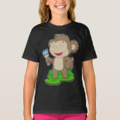 Monkey Painter Paint penseel Schilderen T-shirt (Voorkant)
