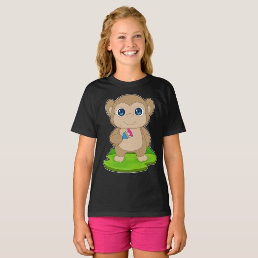 Monkey Painter Paint penseel Schilderen T-shirt (Voorkant volledig)