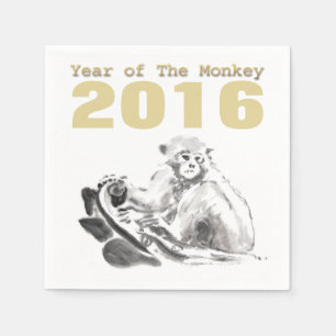 Monkey Painting Chinees aangepast Jaar Verjaardag  Servetten