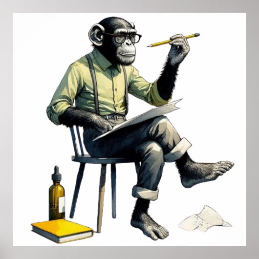 Monkey Paiter draagt zonnebril Poster (Voorkant)