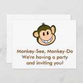 Monkey Party Uitnodiging Briefkaart (Voorkant / Achterkant)