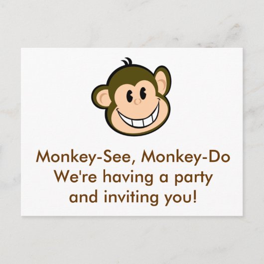 Monkey Party Uitnodiging Briefkaart (Voorkant)