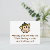Monkey Party Uitnodiging Briefkaart (Staand voorkant)