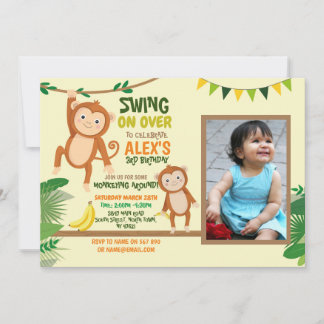 Monkey Party Verjaardag Swing Foto Geel Kaart