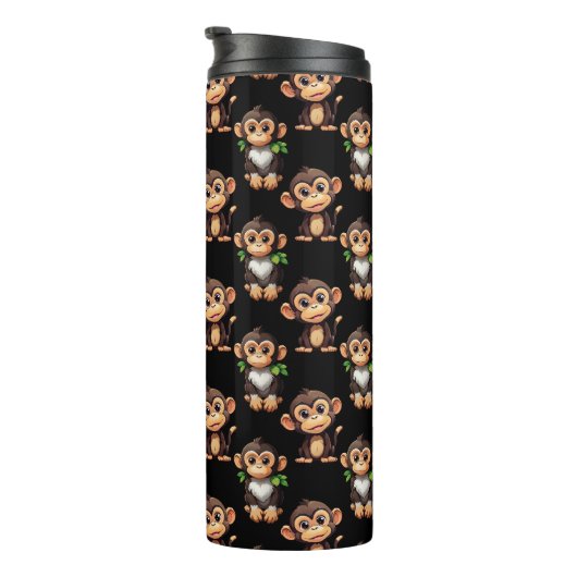 Monkey Pattern Design Black  Thermosbeker (Geroteerd rechts)