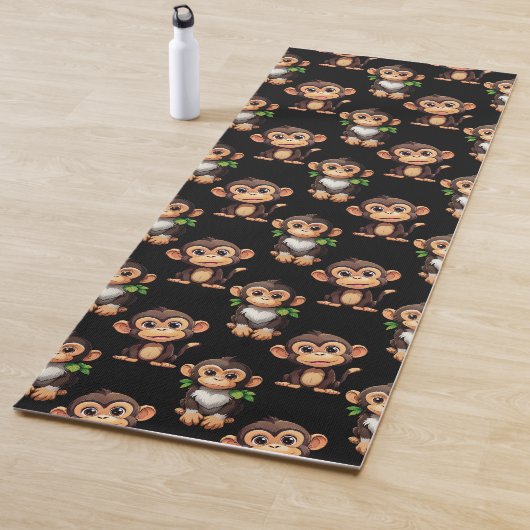 Monkey Pattern Design Black  Yogamat (In situ)