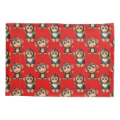Monkey Pattern Design Red Kussensloop (Achterkant)