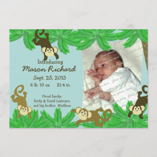 Monkey Photo Birth Announement Aankondiging