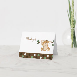 Monkey Play Brown/Green Folded Bedankt notities