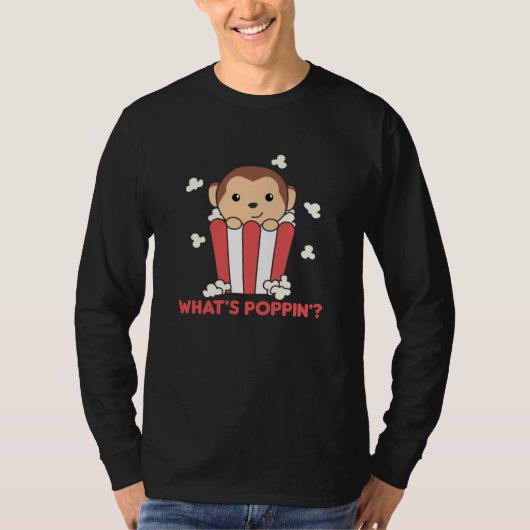 Monkey Popcorn Whats Poppin Funny Pun T-shirt (Voorkant)