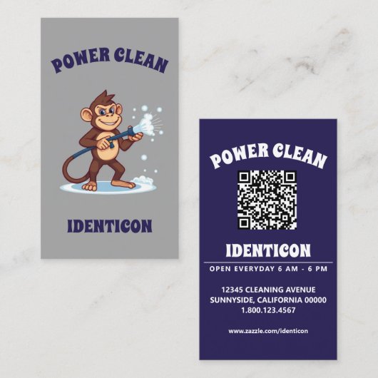 Monkey Power Clean with QR code Visitekaartje (Voorkant / Achterkant)