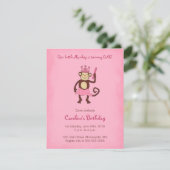 Monkey Princess 1st Birthday Invitation Kaart (Staand voorkant)