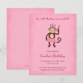 Monkey Princess 1st Birthday Invitation Kaart (Voorkant / Achterkant)