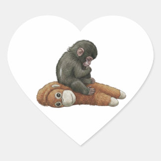 Monkey Punch, Baby Monkey Orangutan Hug  Hart Sticker