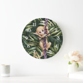 Monkey Purple Rope Green Leaves Grote Klok (Huis)