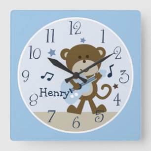 Monkey Rockstar/Musical Kid's Baby Nursery Horloge
