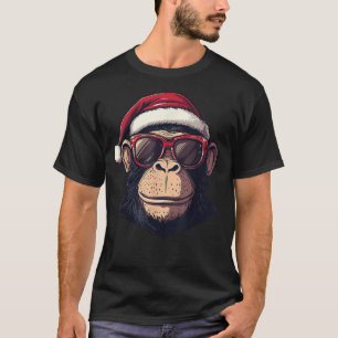 Monkey Santa Hat chimpansee Monkey Lovers Kerstmis T-shirt