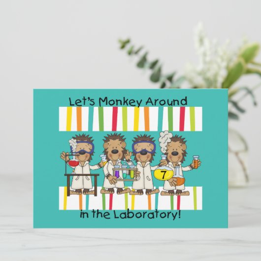 Monkey Science Mad Scientifique Invitations D'Anni (Debout devant)