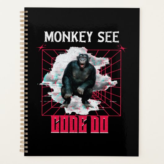 Monkey See Code Do Funny Web Developer Planner (Voorkant)