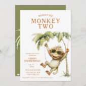 Monkey See Monkey Two Second Birthday Kaart (Voorkant / Achterkant)