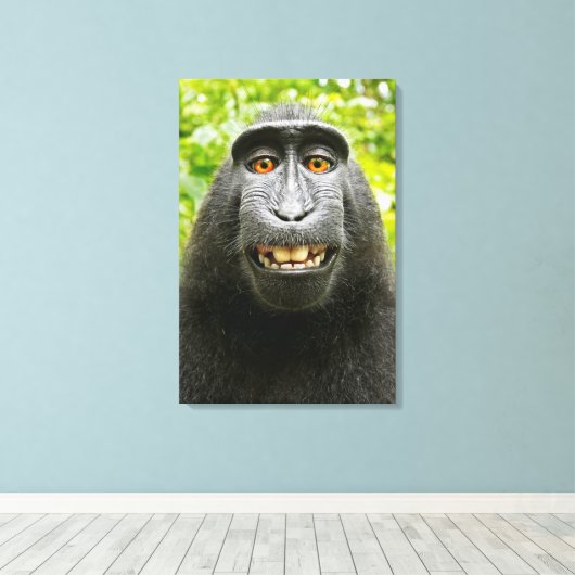 Monkey Selfie Canvas Afdruk (Insitu (Houten vloer))