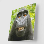 Monkey Selfie Vierkante Klok (Hoek)