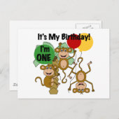 Monkey Shine 1e Verjaardag Tshirts en geschenken Briefkaart (Voorkant / Achterkant)